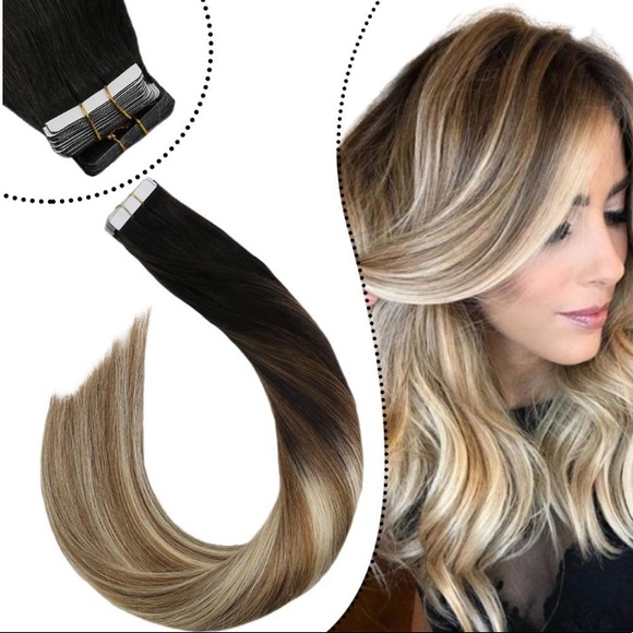 ✨20” #1B #10 #60 Black brown blonde HUMAN TAPEINS